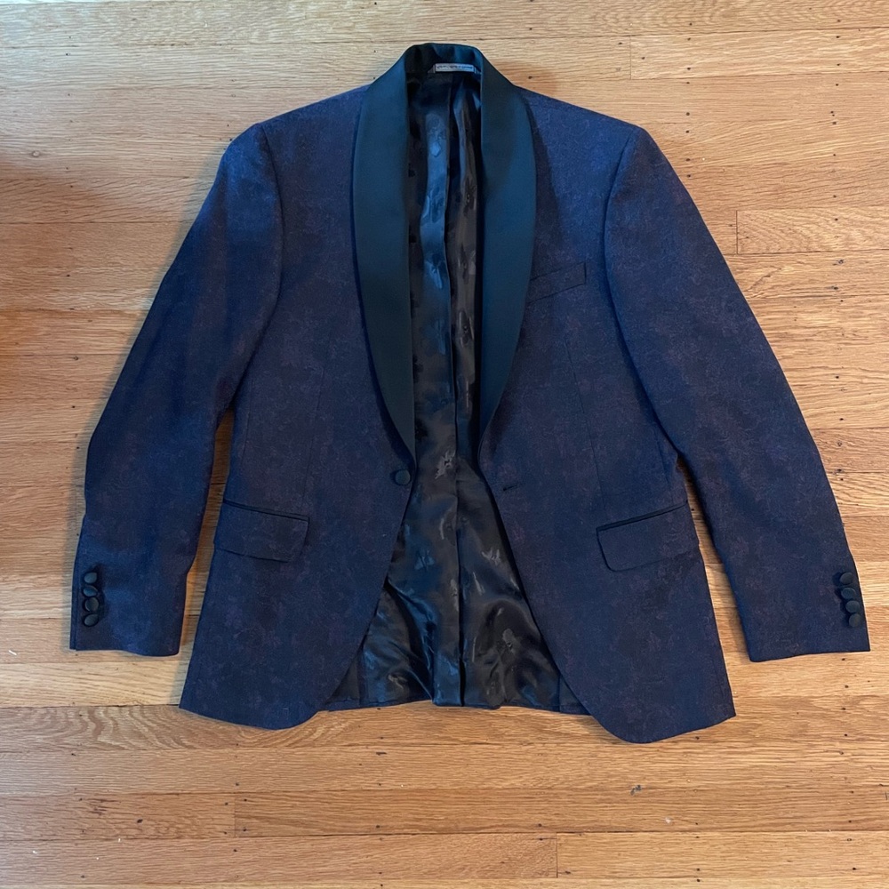 Ted Baker Midnight Blue Floral Tuxedo Jacket with Black Satin Lapel